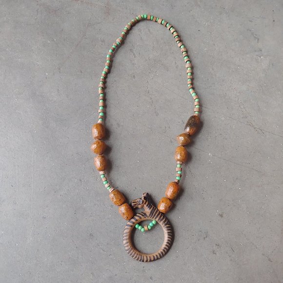 Handmade Brown and Green Wooden Bead Zebra Glasses Holder Necklace - Picture 8 of 8
